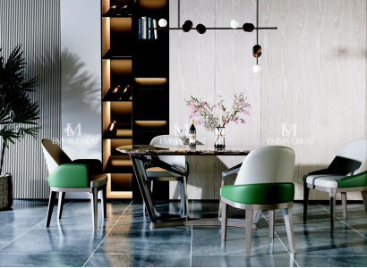 Designer Dining Room Chair Set Metal Tables Armchair 4x Chairs + Table Suite